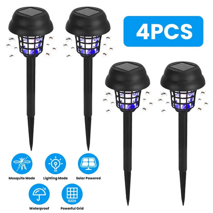 Waterproof UV Light  4 Pack Solar Powered Mosquito Zapper Outdoor Insect Killer